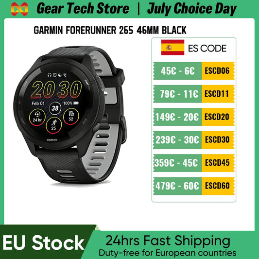 Garmin Forerunner 265 Basic Style Smart Sports Watch, 1.3 Inch Amoled Screen, Activity Monitor