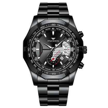 Montre-bracelet à quartz de luxe BINBOND pour homme, lumineuse, étanche, date automatique, en acier inoxydable