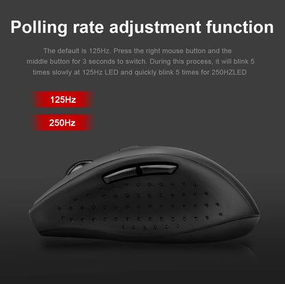 E-YOOSO E-1010 Ratón gaming inalámbrico USB 2.4G, óptico 2400 DPI, ergonómico para oficina, portátil y PC
