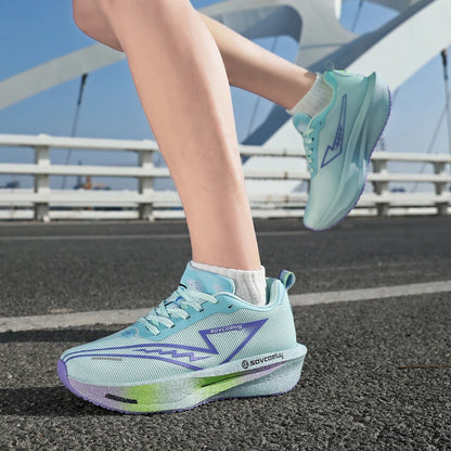 Sapatilhas de corrida com placa de carbono, especialidade maratona, para homem e mulher, desportivas, respiráveis, leves, confortáveis, atléticas e antiderrapantes