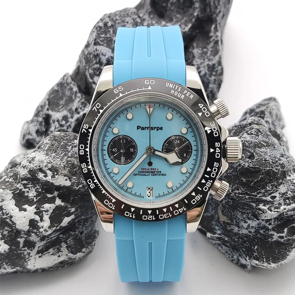 New Chronograph VK64 Quartz Watch 39.5mm 316L Stainless Steel 50M Waterproof Luminous Men Sports Business Watches