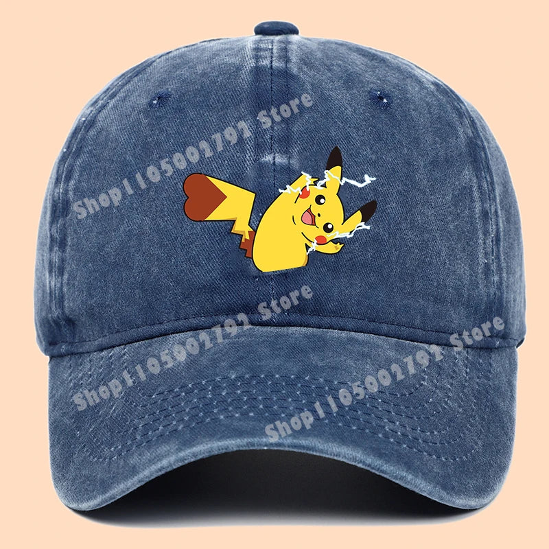 Pokémonové bejzbalové čiapky Pikachu Kawaii Anime postavičky Slnečné klobúky Letné vonkajšie detské a rodičovské slnečné klobúky Trendové čiapky s kačacím jazýčkom Darček