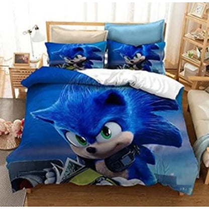 The Movie Sonics Printing Bedding Set Anime Digital Cartoon hedgehogs Duvet Cover Comforter Bed Youth Kids Girl Boys Gift