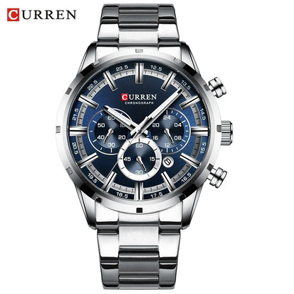 CURREN Top Brand Luxury Military Leather Wrist Watch Casual Sport Watches for Men Blue Man Clock Fashion Chronograph Wristwatch