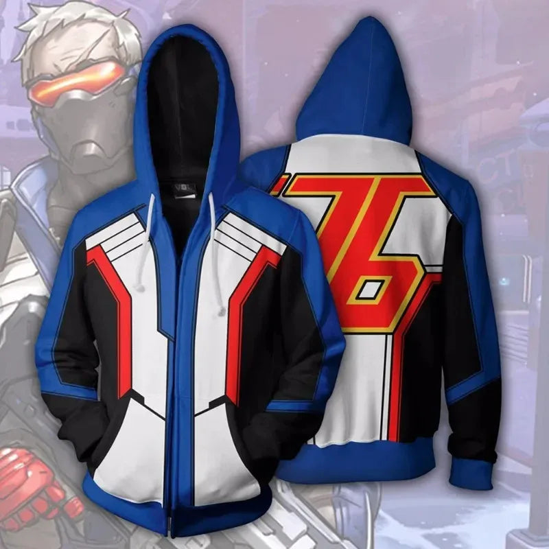 Anime Game Hoodie Sweatshirt 3D Printing Overwatch D.Va DJ Cosplay Costume Women Men Couple Hooded Jacket Top Clothing