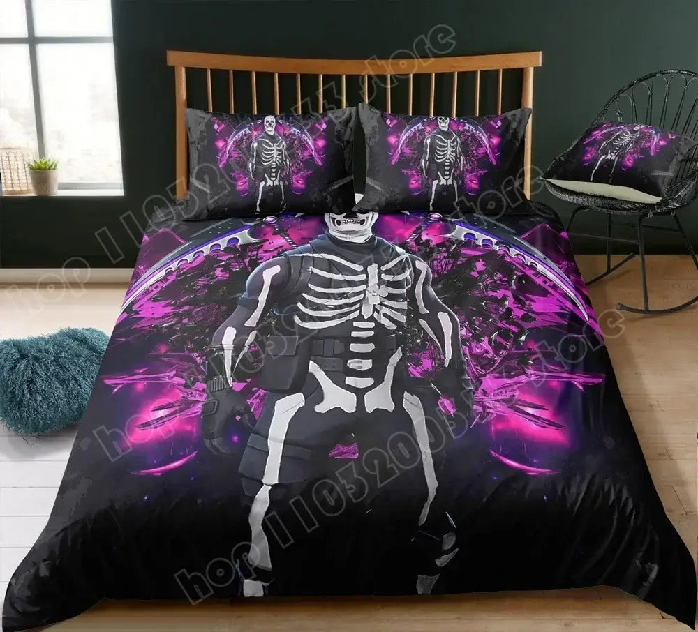 Fortnite Bedding Set Duvet Cover 3 Piece 3D Printed Bedroom Bedding Game Anime Cartoon Pillowcase Room Decoration Gifts