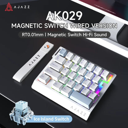 AJAZZ AK029 Wired One Handed Keyboard HE Magnetic Switch 8000Hz 29 Keys RGB Mini Gaming Mechanical Keyboard for PC Gamer