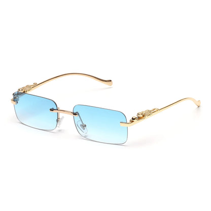 Ruiao rimless sunglasses UV400 fashion square metal glasses for men women designer man's brand sun glasses shades for outdoor
