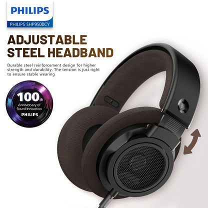 Philips SHP9500CY HiFi Open-Back Headphones Ultra-Comfortable Over-Ear Design Crisp Clear Sound Lightweight & Durable Build