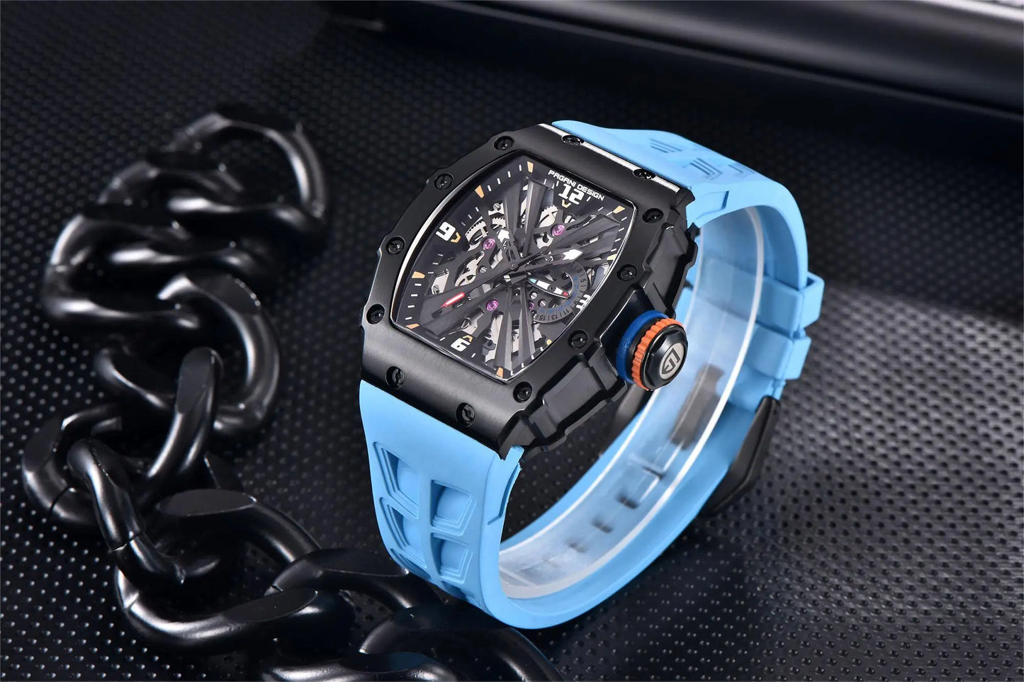 PAGANI DESIGN PD1738 Men Quartz Watches 42MM VH65 Black Case Sapphire Stainless Steel 50M Waterproof Wristwatch Watch for Men