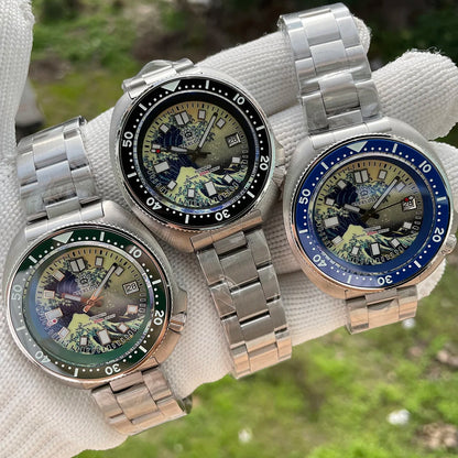 STEELDIVE SD1970J Kanagawa Turtle Full Luminous Dial Ceramic Bezel NH35 AutomaticSTEELDIVE Offical Store Mens Dive Watch