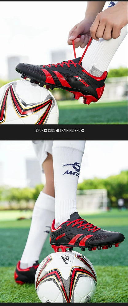 Nuevas zapatillas de fútbol para hombre y mujer, calzado deportivo para interior y exterior con tacos largos y tacos fragmentados para entrenamiento de fútbol en césped sintético