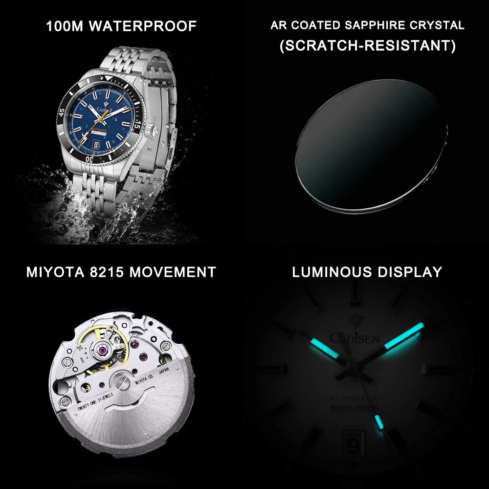 NEW 2025 CADISEN Mens Watches Mechanical Wristwatch For Men Automatic Watch Men Japan 8215 Ceramic Bezel 10Bar Waterproof Clock