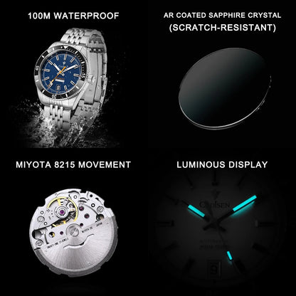 NEW 2025 CADISEN Mens Watches Mechanical Wristwatch For Men Automatic Watch Men Japan 8215 Ceramic Bezel 10Bar Waterproof Clock