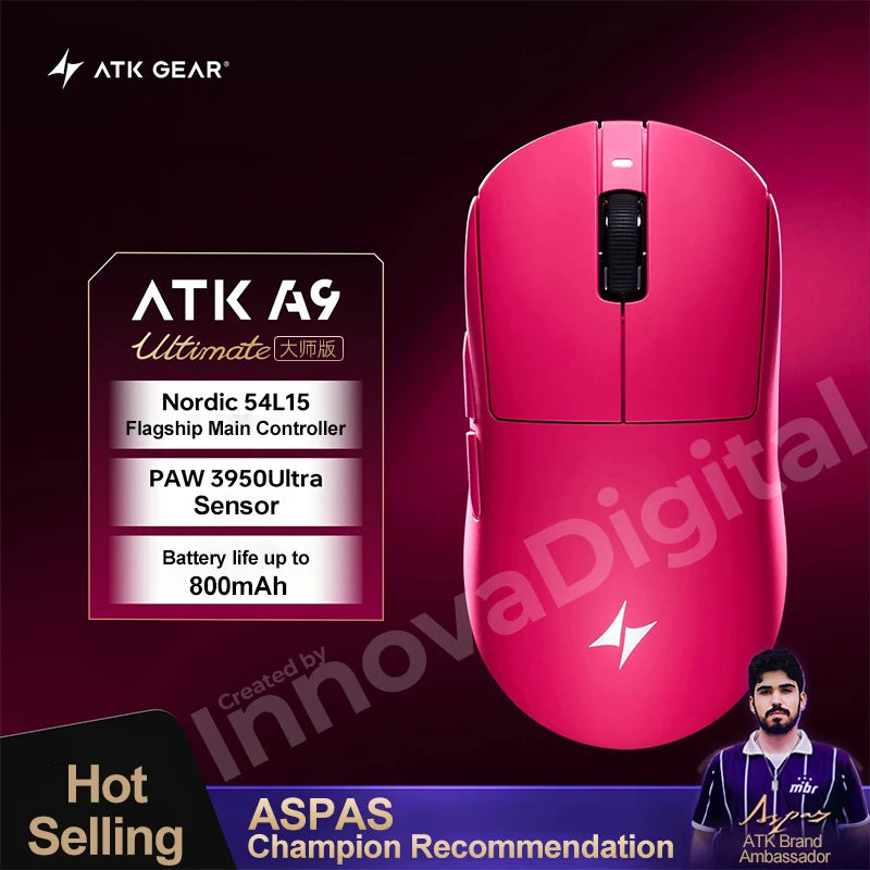 ATK Dragonfly A9 Ultimate kabellose Gaming-Maus A9 Air PAW3950 ultraleichte ergonomische E-Sports-Gamer-FPS-Maus CSGO A9 Ultra