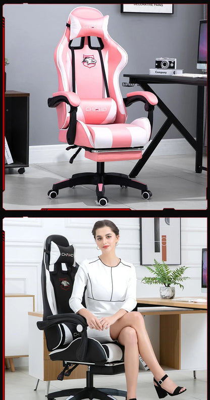 2025 New Computer Chair Green Gaming Chair PU Leather Office Swivel Chair Lift Bedroom Furniture Fashion Sillas Gamer Chair