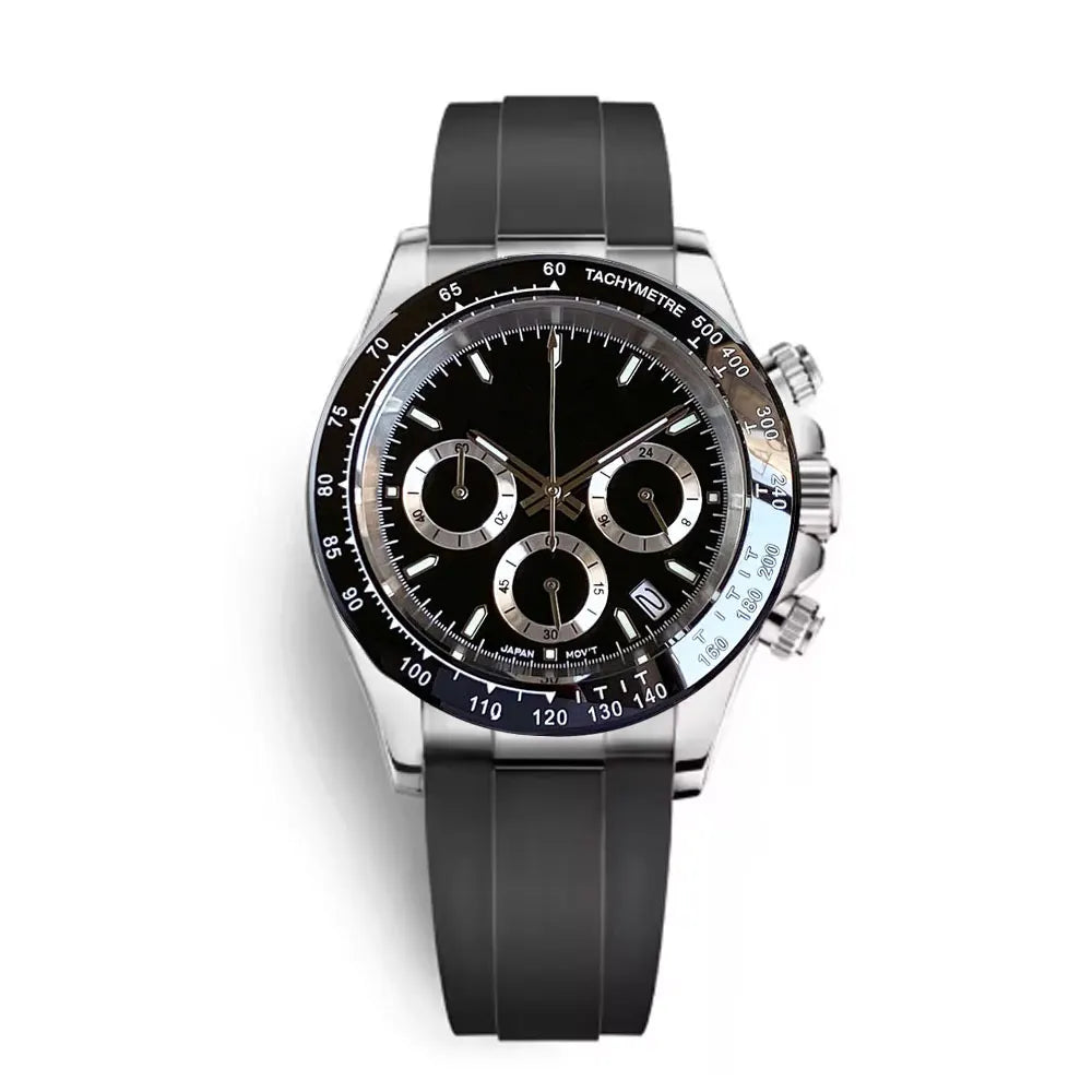 Reloj de lujo para hombre VK63 con movimiento de cuarzo, cronógrafo de negocios, 39mm, acero/oro rosa, fecha, esfera luminosa y cronógrafo completo