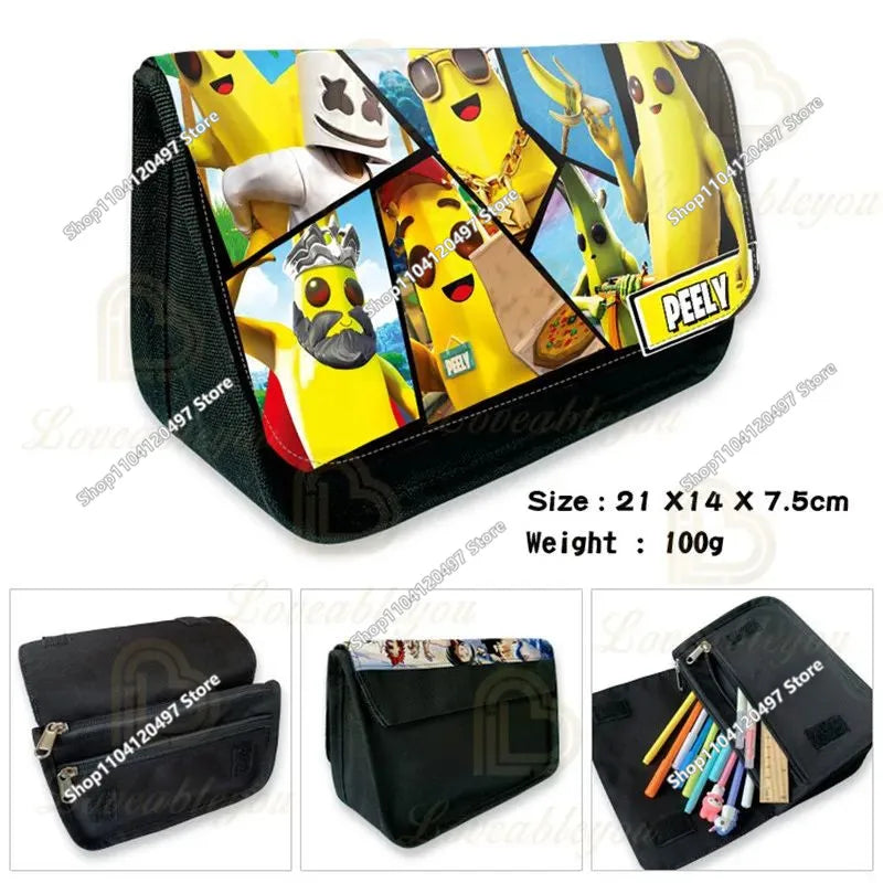 Victory Royale Student Boys Girls Fortnite Capacity Pencil Stationery Case Peely Llama Hero Children's Pen Box Kids Teen Bags