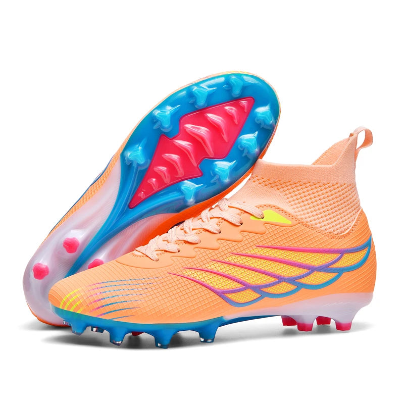 Botas de futebol Superfly FG para exterior, sapatilhas de futebol pretas com pitons, calçado desportivo profissional macio, respirável e confortável, tamanhos grandes
