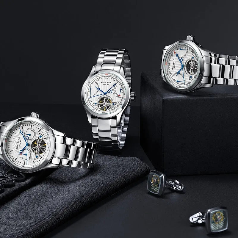 Seagull Flywheel Series Men's Watch Xidong Mechanical Watch 316L Precision Steel Band 39mm Business Watch Relojes Para Hombres