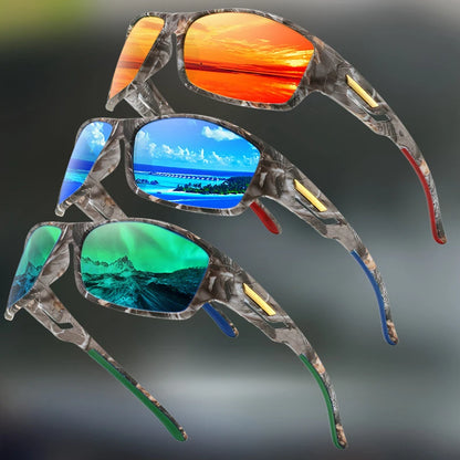 1/3 Sports Polarized Sunglasses Camouflage Wraparound Frame Multicolor Lenses for Driving Fishing UV Protection Unisex Eyewear