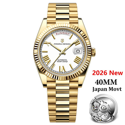 PAGANI DESIGN Men's Watches DD40 Gold White Luxury Automatic Watch Men Japan Movt Date Week Mechanical Watches For Men 2026 New