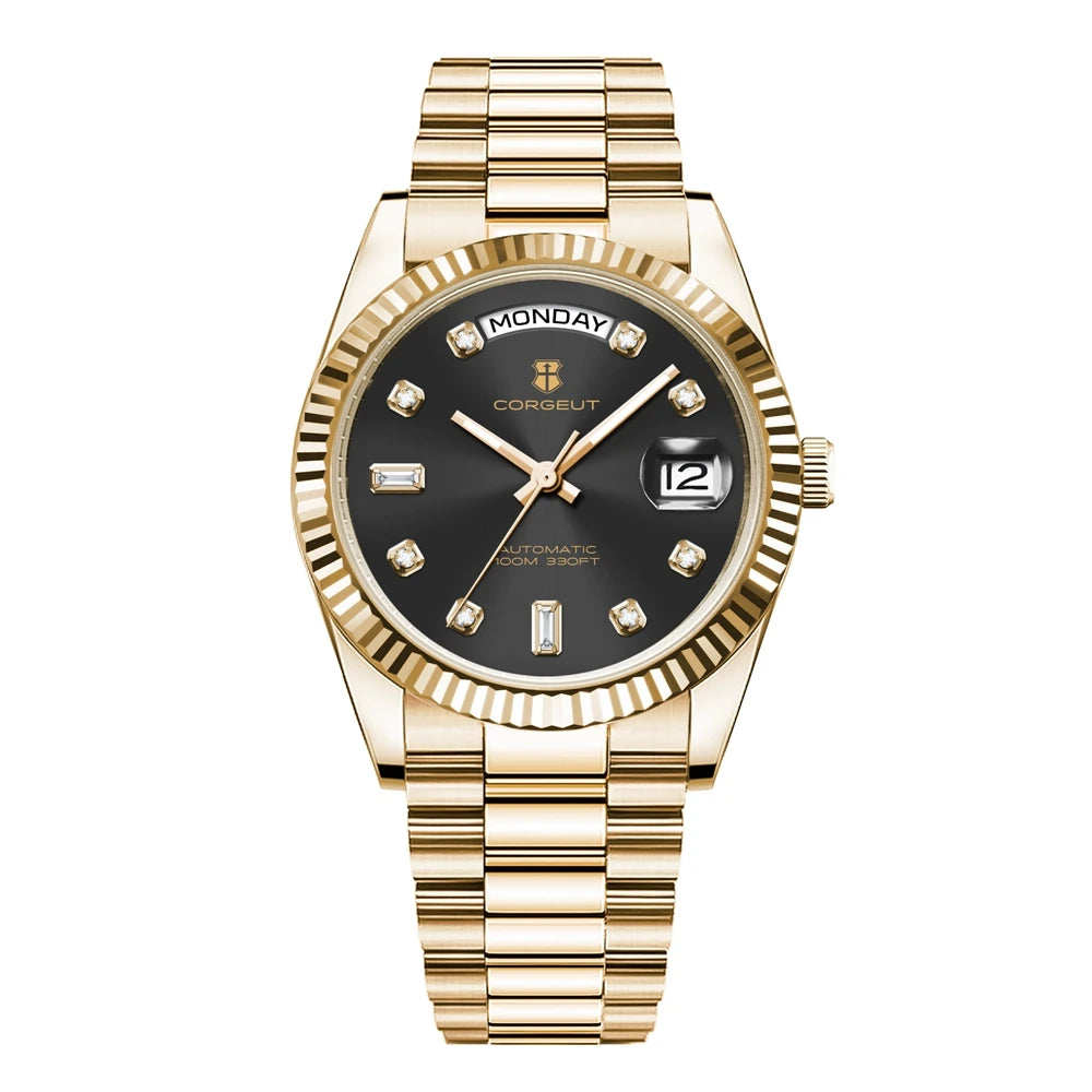 Luxury Corgeut 36MM Men Watch ST1644 Automatic Mechanical Wristwatch Sapphire Relogio Masculino 10BAR Day Swim dress Watches