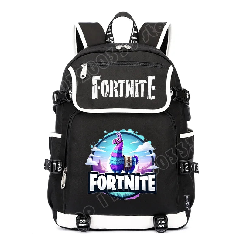 Zaino Fortnites di grande capacità, borsa casual a tracolla con porta USB, unisex, stile anime, cartella per studenti, nuovo regalo di cancelleria elegante