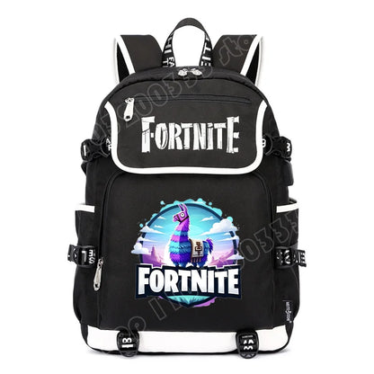 Zaino Fortnites di grande capacità, borsa casual a tracolla con porta USB, unisex, stile anime, cartella per studenti, nuovo regalo di cancelleria elegante