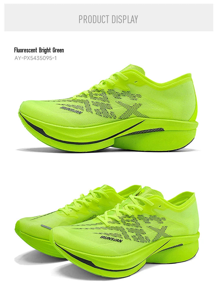 IRUNSVAN Chaussures de sport à semelle en carbone Chaussures de course à pied professionnelles pour marathon Chaussures de jogging respirantes et amortissantes unisexe 095