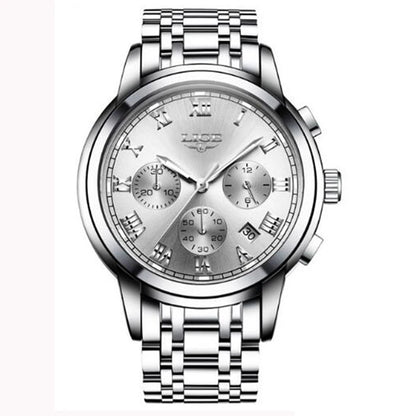 Pánske hodinky LIGE – luxusný chronograf, ležérny športový štýl, vodotesné, celokovové, quartzový strojček