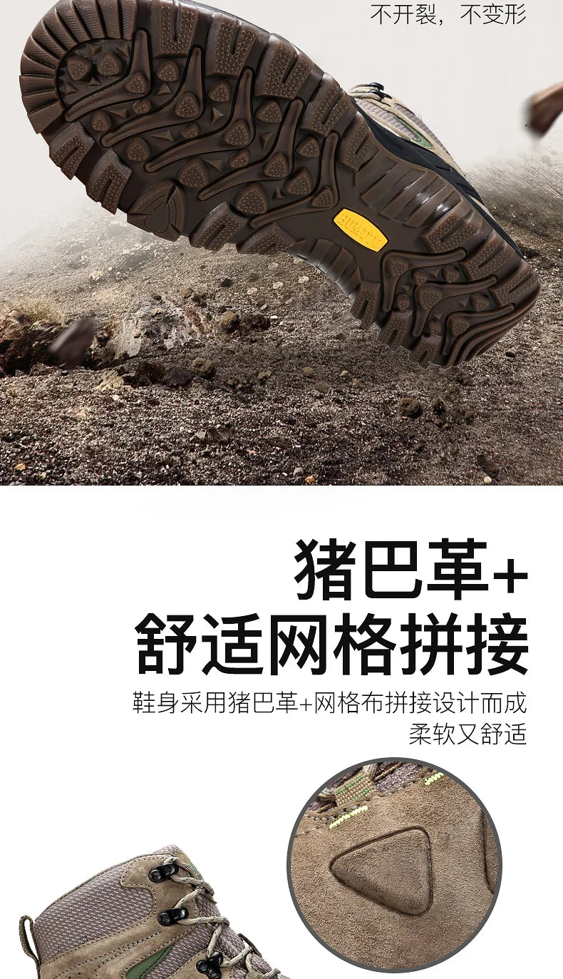 HUMTTO Sapatilhas de Caminhada Impermeáveis para Homem, Botas de Caça Táticas de Deserto, Botas de Trekking pelo Tornozelo para Homem e Mulher, Quentes em Couro