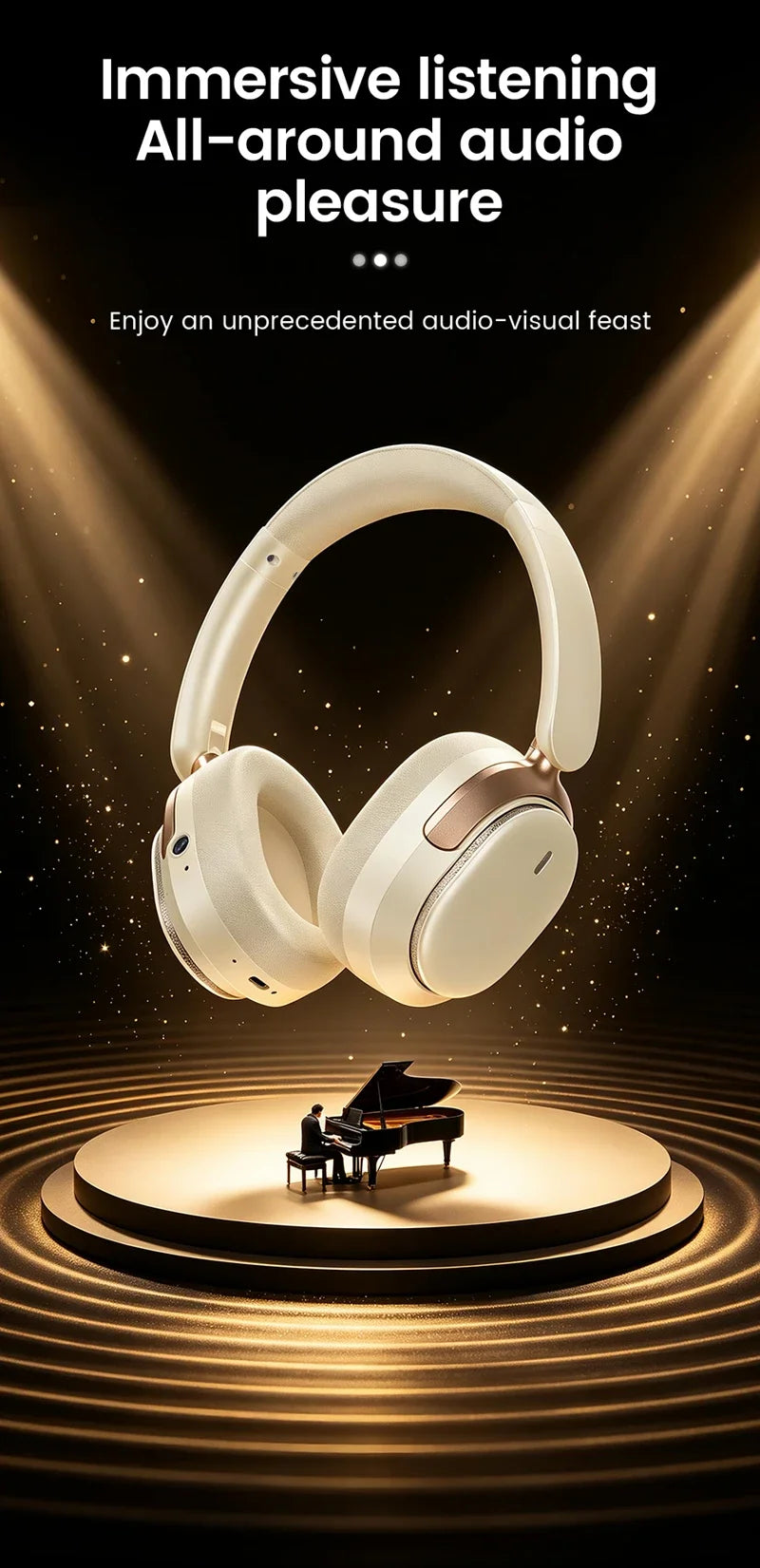Casque audio supra-auriculaire intelligent avec caméra HD 8MP, reconnaissance d'objets par IA, traduction par IA, casque Bluetooth pour les voyages et les études