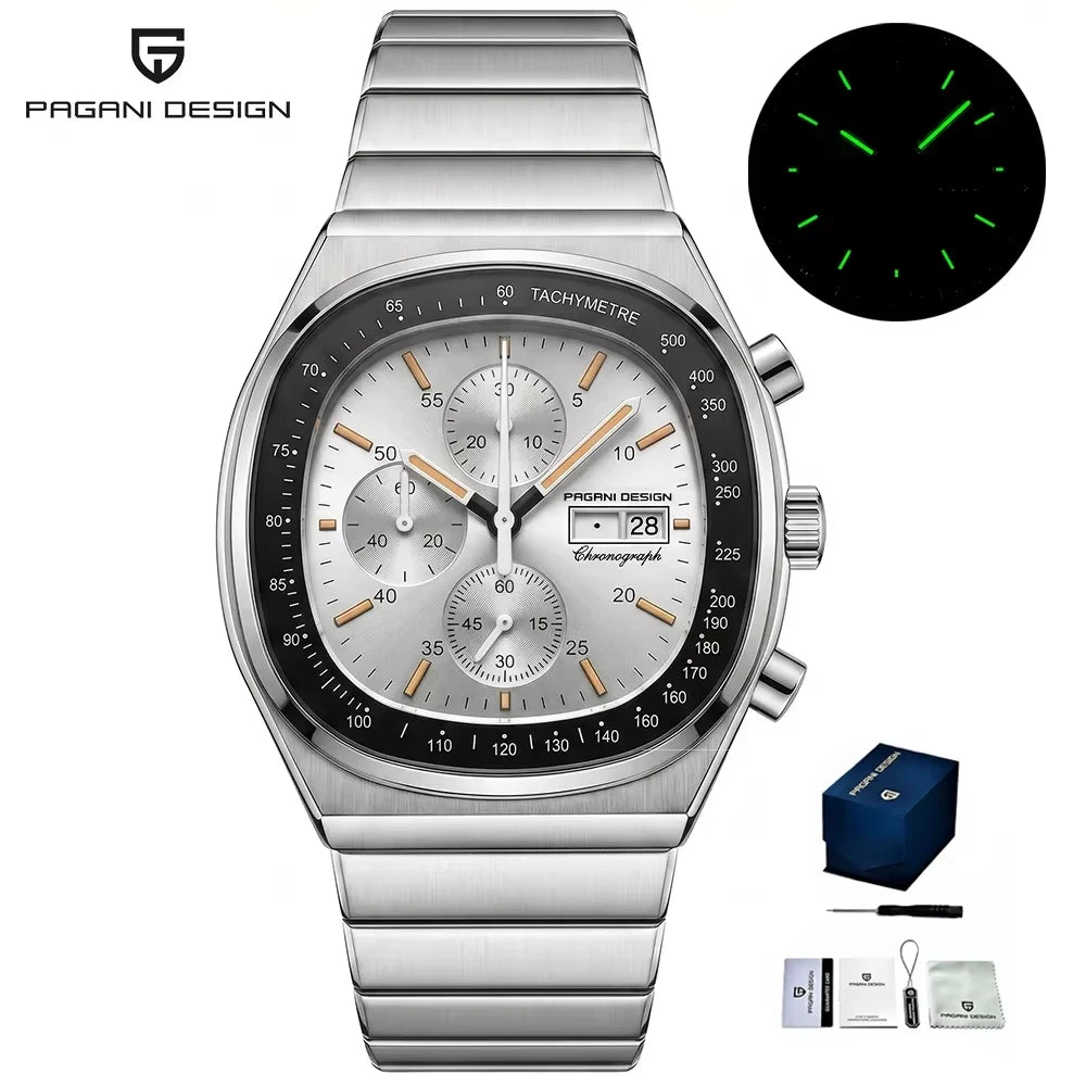 PAGANI DESIGN New PD1819 Men‘s Quartz Watches 40mm Sapphire Stainless Steel Waterproof Luminous C3 Chronograph reloj hombre