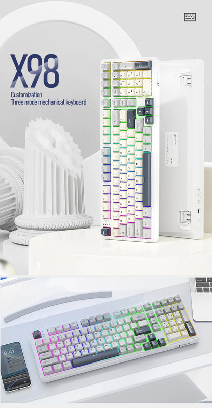 X98 Attack Shark Gaming Keyboard Wireless with Numeric Keypad, 102 Keys Hot-Swap RGB PBT Keycaps, 4000mAh Battery, Support PC/Laptop