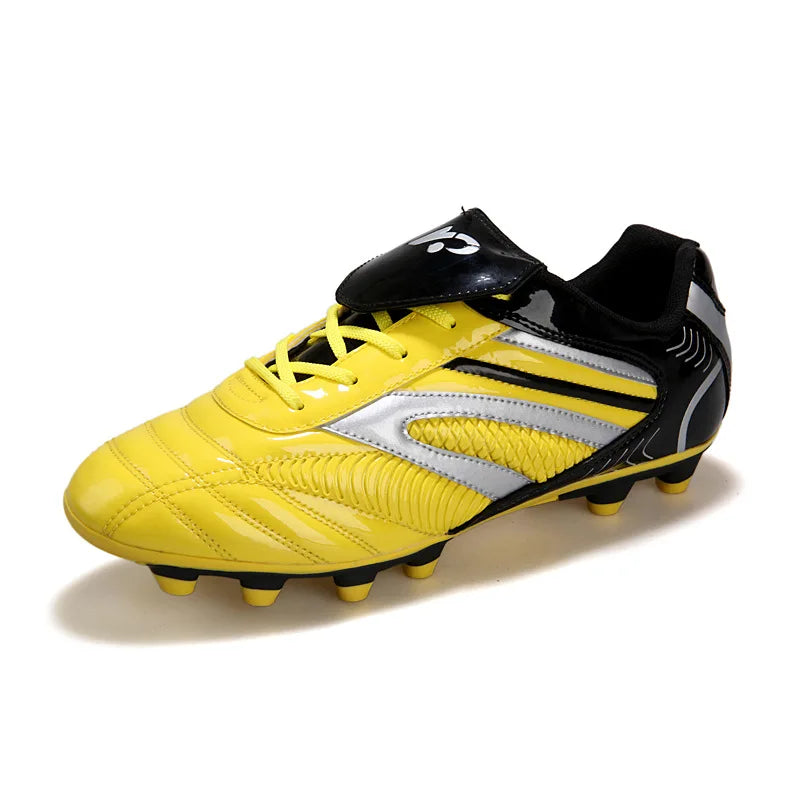 Hommes Football bottes de Football athlétique enfants chaussures de Football nouveau cuir haut mâle crampons formation Football baskets Sport