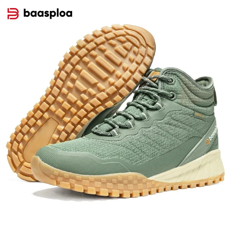 Baasploa Winter Women Sneakers Plush Warm Snow Boots Non-Slip Waterproof Shoes Women Outdoor Boots Walking Shoes