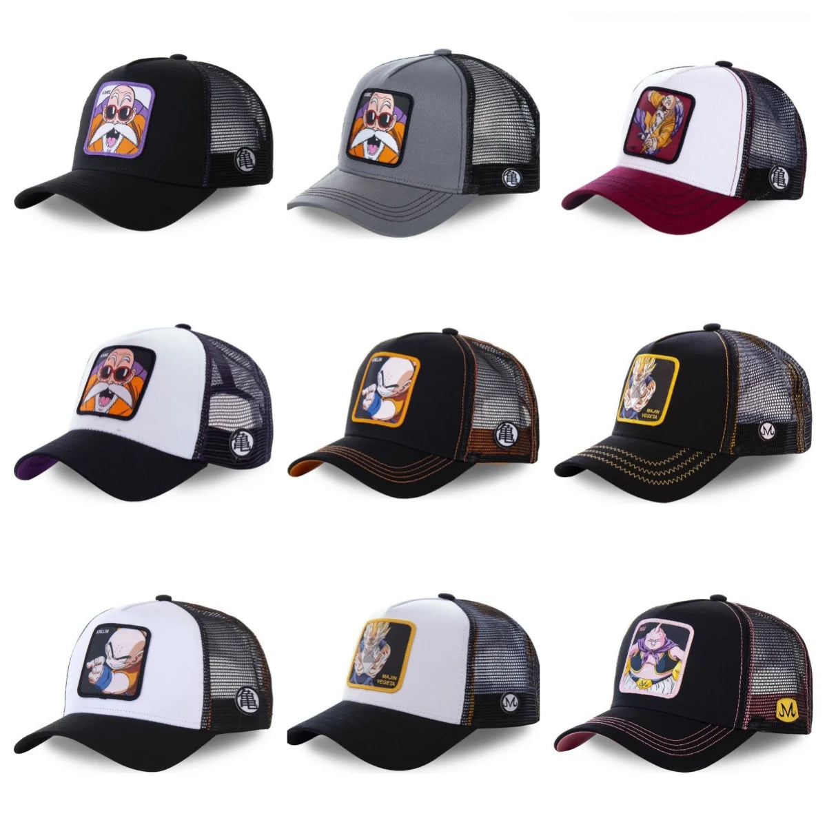 New Dragon Ball Son Goku Cap Summer Travel Peaked Cap Men's Embroidery Hip-Hop Cap Style Sun Visor Adjustable Trucker Mesh Cap
