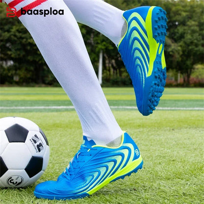 Baasploa Pantofi de fotbal profesioniști pentru bărbați, pantofi sport de antrenament antiderapant pentru exterior, ghete de fotbal din piele ușoară pentru bărbați, Chuteira Campo