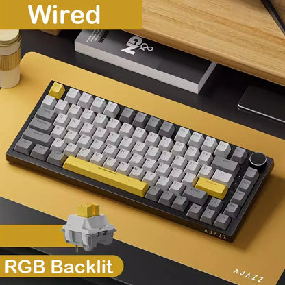 AJAZZ AK820 Pro kabelgebundene & kabellose mechanische Gaming-Tastatur, Tri-Mode, RGB-Hintergrundbeleuchtung, Hot-Swappable Switches, 70% kompaktes Layout, PC/Mac