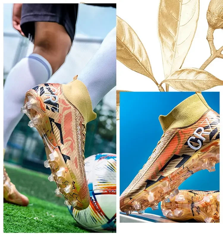 Unisex Teen Low Top Football Shoes Lightweight Elastic Sole Anti Slip Short Spikes Lawn Field Match Training Sneakers