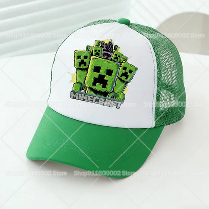 Baseballové čiapky s sieťovinou s motívmi z hry Minecraft, kreslené postavičky, pre dospelých a deti, športové čiapky, pre chlapcov a dievčatá, letné vonkajšie čiapky s klobúkom proti slnku, darček
