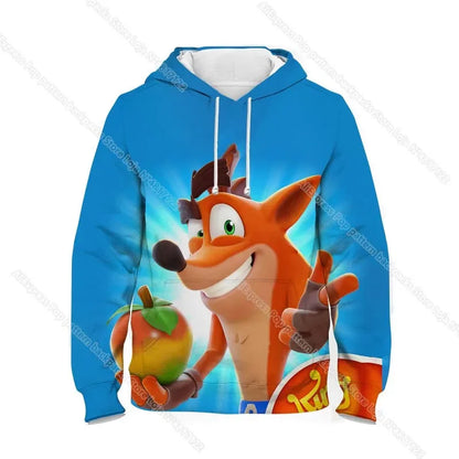 Dětské mikiny s kapucí Crash Bandicoot On the Run – jarní kolekce pro chlapce a dívky, mikiny s motivy z kreslených seriálů a anime, dětské svršky, kabáty a pulovry pro batolata