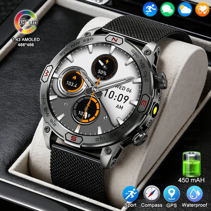 Men Fashion Outdoor Sport GPS Smart Watch Men AMOLED HD Screen Heart rate Waterproof Sport Smartwatch Man Smart Bracelet clock