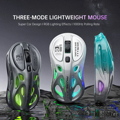 Bežični 2.4G trostruki RGB gaming miš, lagani perforirani dizajn s Chroma osvjetljenjem, žični Bluetooth e-sports miš kontroler
