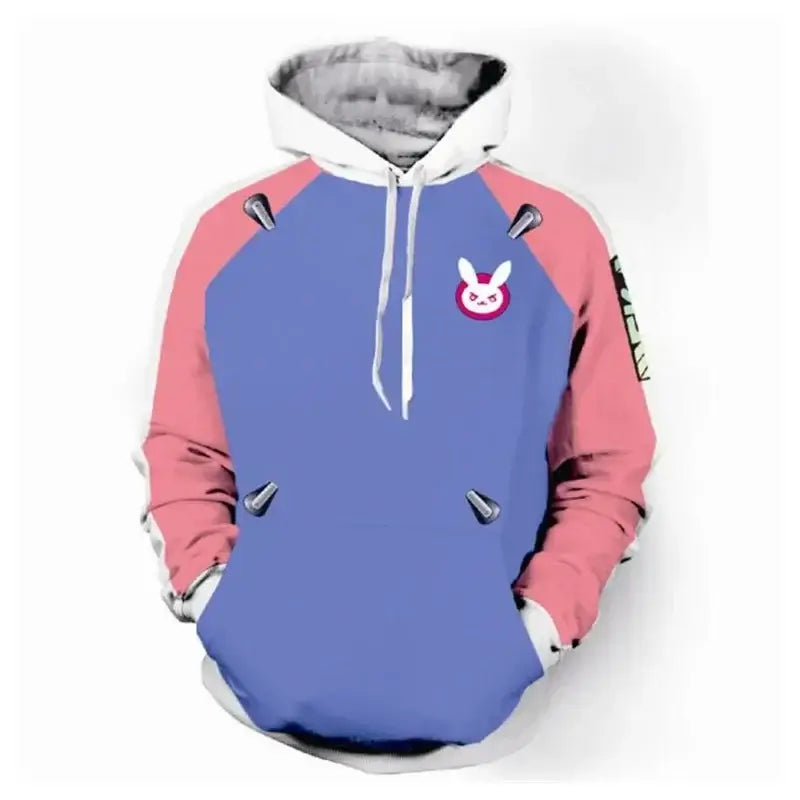 Anime Game Hoodie Sweatshirt 3D Printing Overwatch D.Va DJ Cosplay Costume Women Men Couple Hooded Jacket Top Clothing