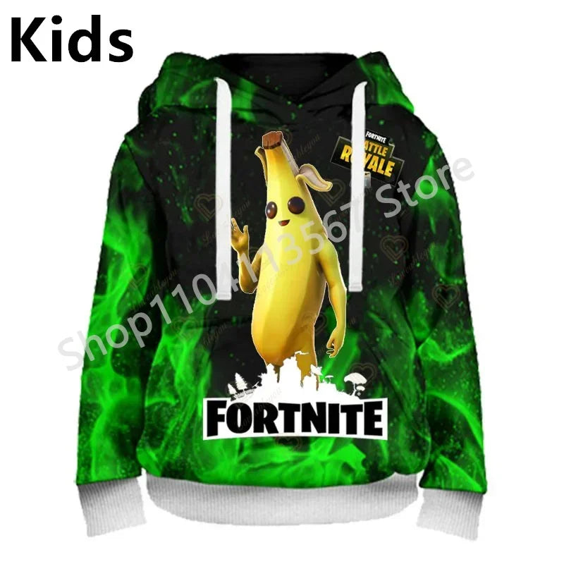 Llama Battle Royale F-Fortnited Hoodies 3D Printed Men Women Children Sweatshirts Boy Girl Kids Streetwear Pullover Green Tops