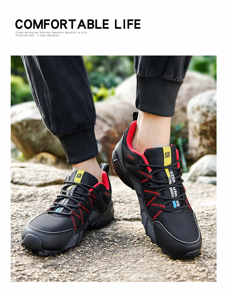 Herenwandelschoenen voor alle terreinen – outdoor sportschoenen van ademend mesh, antislip en slijtvast, voor wandelen en fietsen outdoor