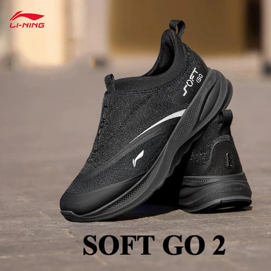 LI-NING SOFT GO 2 Zapatillas de senderismo sin cordones para hombre, suaves, con tacón grueso, cómodas, resistentes y deportivas casuales AGLV005