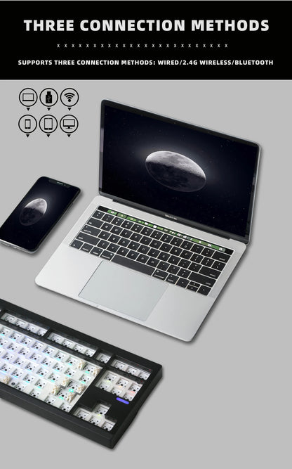 ZUOYA GMK87L mekaaninen näppäimistösarja, tiivisterakenne, VIA /Qmk-ohjelmoitava, hot-swap-ominaisuus, kolme tilaa, langaton RGB-näppäimistösarja